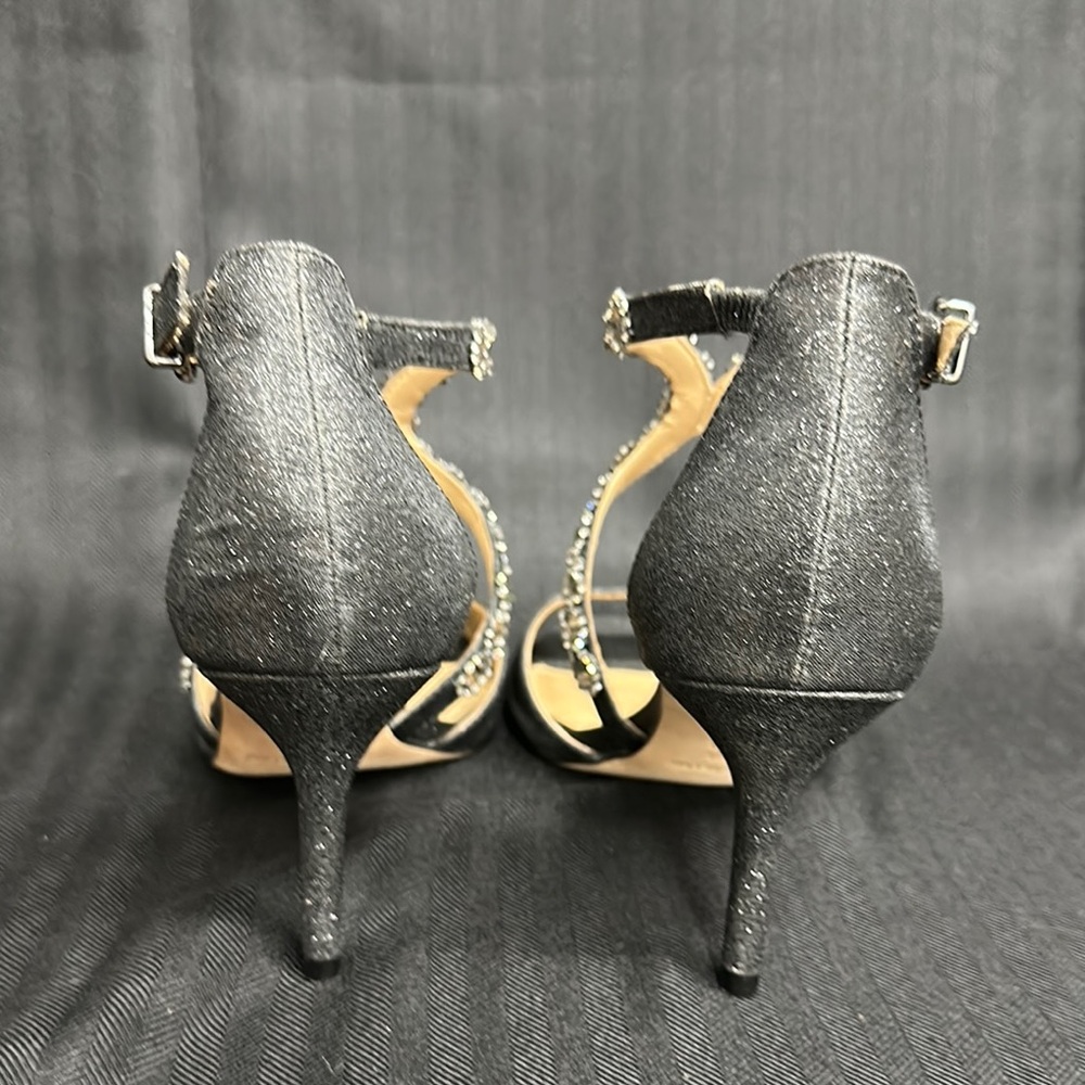 Silver Strappy 3” Heels with rhinestone straps Antonio Melani - Picture 6 of 11